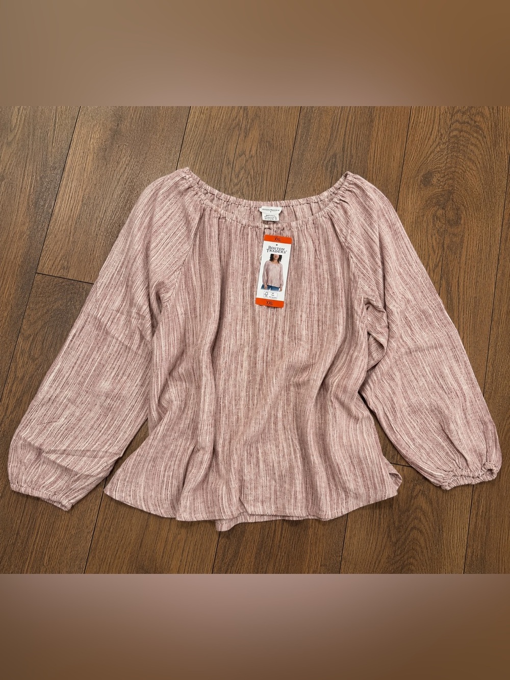 Boston Traders Blush Pink Textured Peasant Blouse Sz XXL